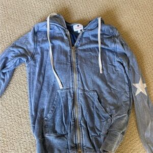 Blue Zip-Up Hoodie with Star Detail